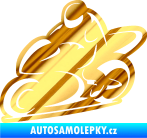 Samolepka Motorkář 011 levá chrom fólie zlatá zrcadlová