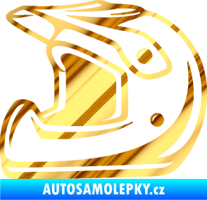 Samolepka Motorkářská helma 002 levá chrom fólie zlatá zrcadlová