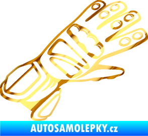 Samolepka Motorkářské rukavice 002 pravá chrom fólie zlatá zrcadlová