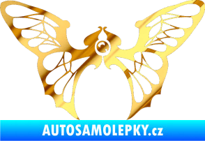 Samolepka Motýl 001 levá chrom fólie zlatá zrcadlová