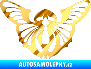 Samolepka Motýl 002 levá chrom fólie zlatá zrcadlová