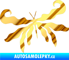 Samolepka Motýl 004 levá chrom fólie zlatá zrcadlová