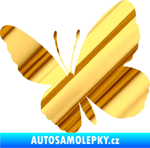 Samolepka Motýl 009 levá chrom fólie zlatá zrcadlová