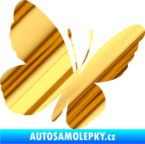 Samolepka Motýl 009 pravá chrom fólie zlatá zrcadlová