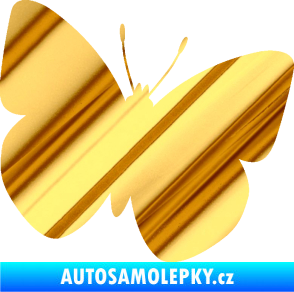 Samolepka Motýl 011 pravá chrom fólie zlatá zrcadlová