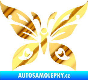 Samolepka Motýl 014 chrom fólie zlatá zrcadlová