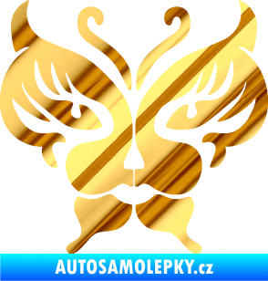 Samolepka Motýl 016 kočičí obličej chrom fólie zlatá zrcadlová