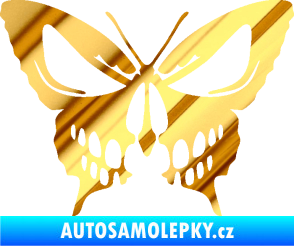 Samolepka Motýl 017 lebka chrom fólie zlatá zrcadlová