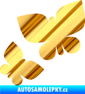 Samolepka Motýlci 001 levá chrom fólie zlatá zrcadlová