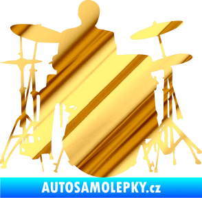 Samolepka Music 009 pravá hráč na bicí chrom fólie zlatá zrcadlová