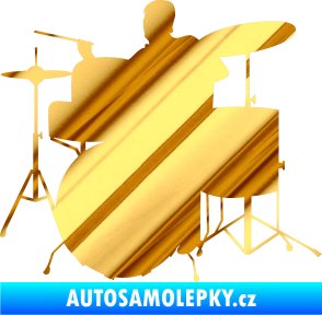 Samolepka Music 011 levá hráč na bicí chrom fólie zlatá zrcadlová