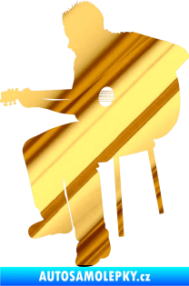 Samolepka Music 012 levá  kytarista chrom fólie zlatá zrcadlová