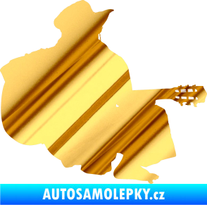 Samolepka Music 014 pravá hráč na kytaru chrom fólie zlatá zrcadlová