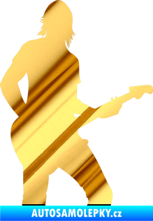 Samolepka Music 019 pravá hráč na kytaru chrom fólie zlatá zrcadlová