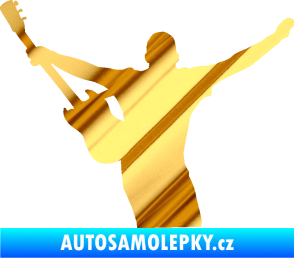 Samolepka Music 024 levá kytarista rocker chrom fólie zlatá zrcadlová