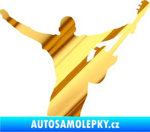 Samolepka Music 024 pravá kytarista rocker chrom fólie zlatá zrcadlová