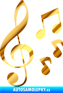 Samolepka Music noty a houslový klíč 002 chrom fólie zlatá zrcadlová
