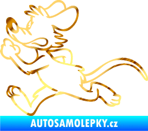 Samolepka Myš 001 levá sprintuje chrom fólie zlatá zrcadlová