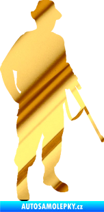 Samolepka Myslivec 004 pravá chrom fólie zlatá zrcadlová