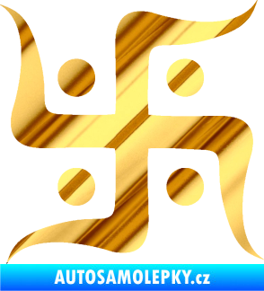 Samolepka Náboženský symbol Džinismus Svastika  chrom fólie zlatá zrcadlová