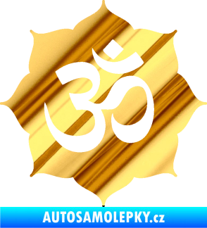 Samolepka Náboženský symbol Hinduismus Óm 002 chrom fólie zlatá zrcadlová