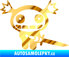 Samolepka Ninja zombie girl pravá chrom fólie zlatá zrcadlová