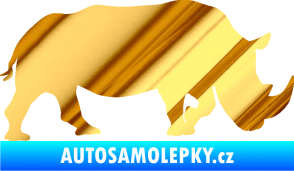 Samolepka Nosorožec 002 pravá chrom fólie zlatá zrcadlová