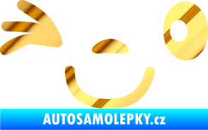 Samolepka Obličej 008 levá mrkající chrom fólie zlatá zrcadlová