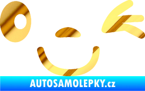 Samolepka Obličej 008 pravá mrkající chrom fólie zlatá zrcadlová
