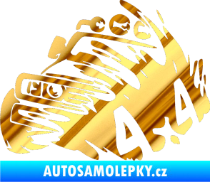 Samolepka Off Road 002 levá 4x4 chrom fólie zlatá zrcadlová