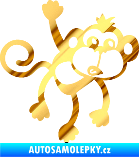 Samolepka Opice 005 pravá visí za ruku chrom fólie zlatá zrcadlová