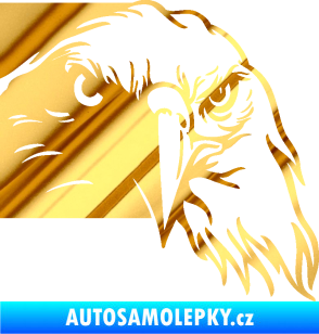 Samolepka Orel 010 pravá hlava chrom fólie zlatá zrcadlová