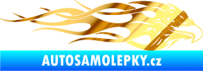 Samolepka Orel 016 pravá v plamenech chrom fólie zlatá zrcadlová