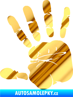 Samolepka Otisk ruky levá chrom fólie zlatá zrcadlová