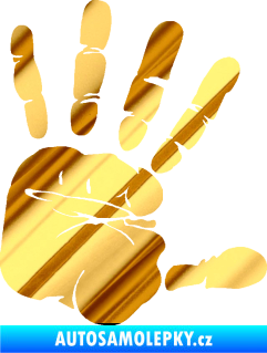 Samolepka Otisk ruky pravá chrom fólie zlatá zrcadlová