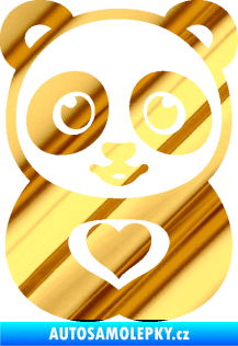 Samolepka Panda 008 roztomilá chrom fólie zlatá zrcadlová
