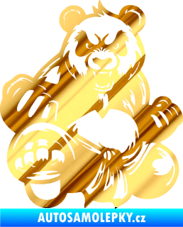 Samolepka Panda 012 levá Kung Fu bojovník chrom fólie zlatá zrcadlová