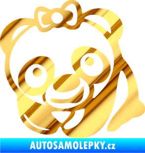 Samolepka Panda baby levá chrom fólie zlatá zrcadlová