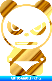 Samolepka Panda boy chrom fólie zlatá zrcadlová