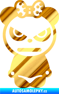 Samolepka Panda girl chrom fólie zlatá zrcadlová