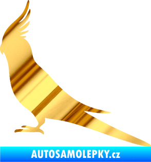 Samolepka Papoušek 002 levá chrom fólie zlatá zrcadlová