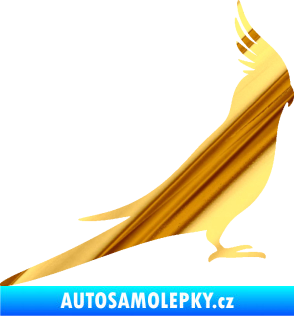 Samolepka Papoušek 002 pravá chrom fólie zlatá zrcadlová
