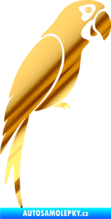 Samolepka Papoušek 009 pravá chrom fólie zlatá zrcadlová