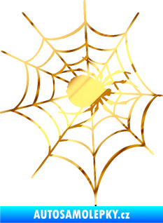 Samolepka Pavouk 016 pravá s pavučinou chrom fólie zlatá zrcadlová