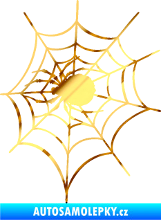 Samolepka Pavouk 016 levá s pavučinou chrom fólie zlatá zrcadlová