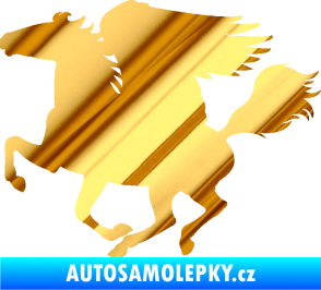 Samolepka Pegas 001 levá okřídlený kůň chrom fólie zlatá zrcadlová