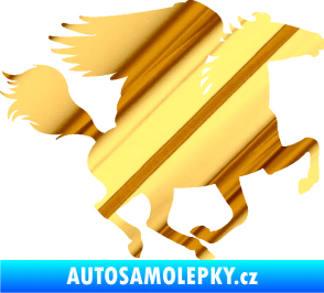Samolepka Pegas 001 pravá okřídlený kůň chrom fólie zlatá zrcadlová