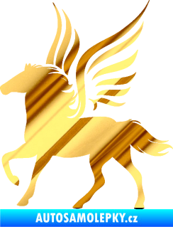 Samolepka Pegas 002 levá okřídlený kůň chrom fólie zlatá zrcadlová