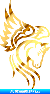 Samolepka Pegas 003 pravá okřídlený kůň hlava chrom fólie zlatá zrcadlová