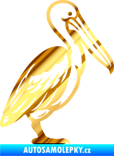 Samolepka Pelikán 002 pravá chrom fólie zlatá zrcadlová
